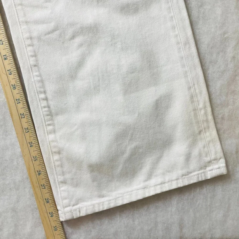 Pink Victoria's Secret Womens White High Rise Neutral Wide Leg Jeans Size 14 - Picture 10 of 12